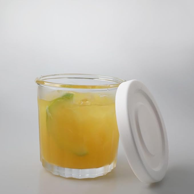 Working Glass Cups with Lids Set of 4, 13.5oz Thick Glass Tumblers | Classic Picardie Style Glassware, Stackable Design, 2-in-1 Drinking Cup & Food Storage Jar with Premium Thick Glass - Image 5
