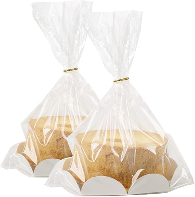 Clear Food Storage Bags for Toast Bread Cookies Candy Chocolate Cake Bakery Gift Packaging Cake Tray and Ribbon, 20 Pack - Image 4