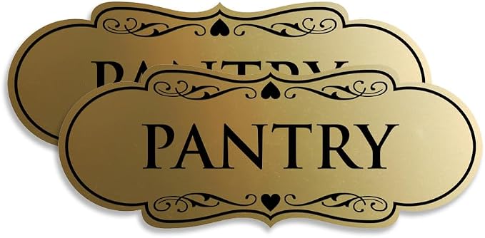Designer Pantry Sign (Brushed Gold) - Large (2 Pack) by SignsByLITA