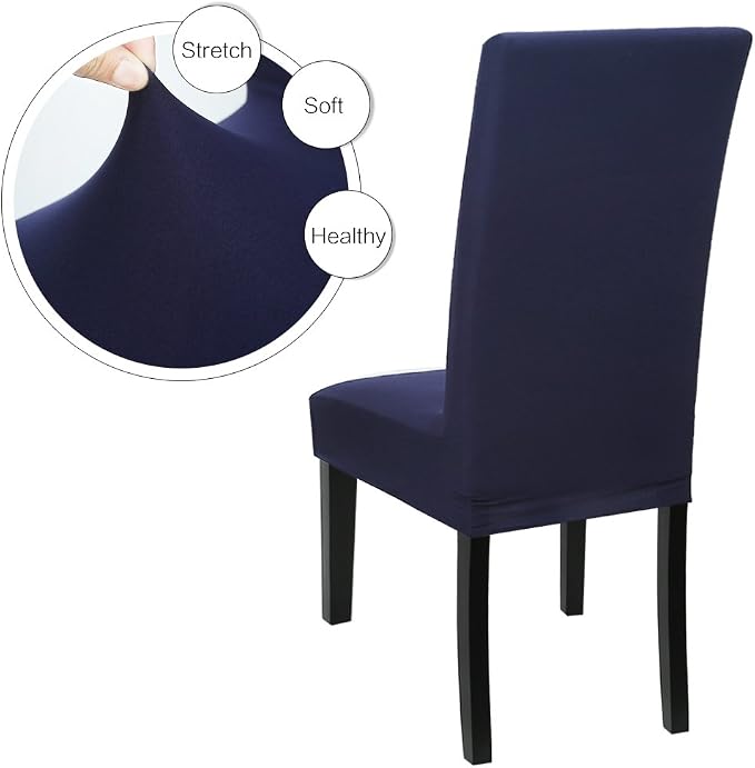 Fuloon Dining Chair Slipcover, Stretch Parson Chair Protector for Home | Solid Deep Blue, Set of 4, Super Fit, Stretch, Removable, Washable, Suits for Hotel, Dining Room, Ceremony, Banquet Party - Image 5