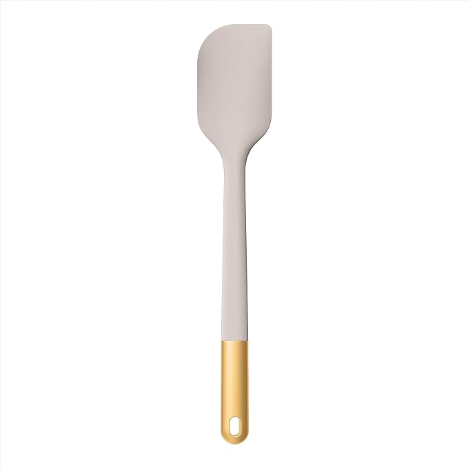 Kitchen Utensil Set, 6-Piece Silicone Kitchen Utensil Set with Rotating Rack - Non-Scratch, Heat Resistant Tools & Gold Stainless Steel Handles (Taupe) - Image 4
