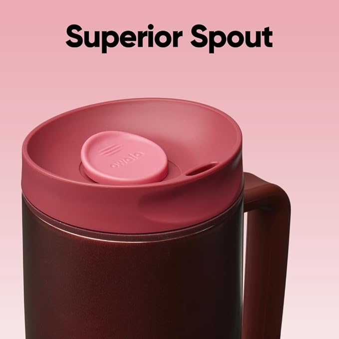 Owala SmoothSip Slider Stainless Steel Insulated Travel Mug with Handle, 100% Leak Proof, For Hot and Cold Drinks, Travel Friendly with Sliding Lock Lid, BPA Free, 24 oz, Black Cherry - Image 4