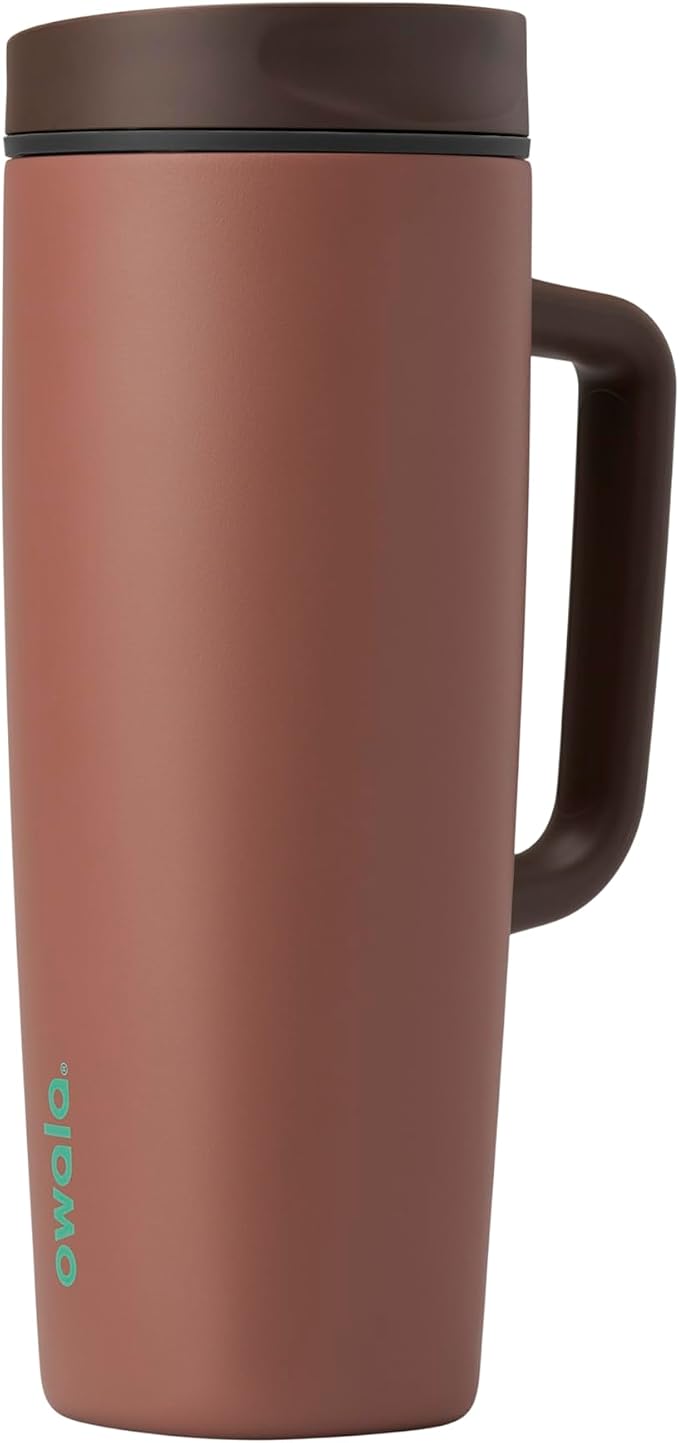 Owala SmoothSip Slider Stainless Steel Insulated Travel Mug with Handle, 100% Leak Proof, For Hot and Cold Drinks, Travel Friendly with Sliding Lock Lid, 24 oz, BPA Free, Leak Proof, Cozy Cocoa by Unknown