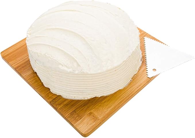 Restaurantware Pastry Tek 4.8 Inch x 3.8 Inch Cake Scraper 1 3-Pattern Cake Smoother - Fine Tooth Edges Wide Tooth Edges Metal Icing Smoother Hanging Hole For Decorating Or Sculpting Desserts
