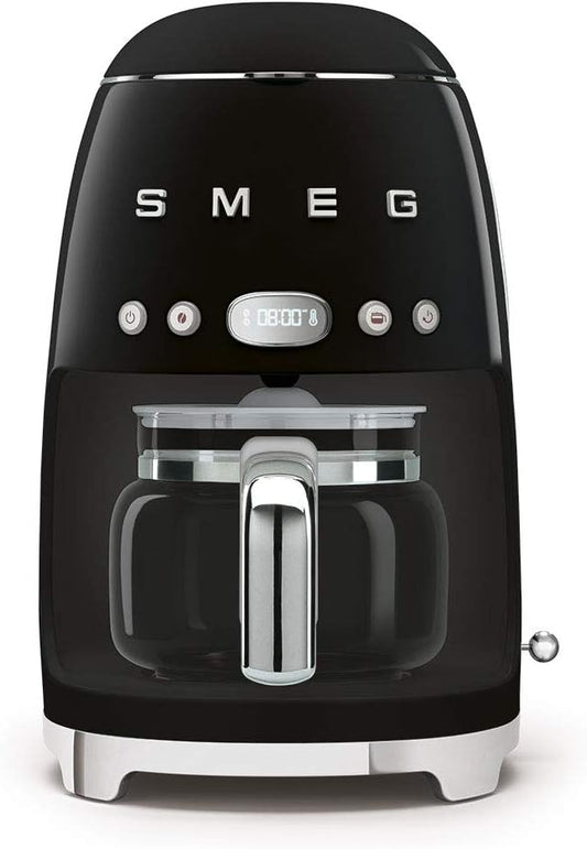 Smeg 50's Retro Style Aesthetic Drip Coffee Machine with 10 Cup Glass Carafe, Auto Start Feature, Keep Warm Plate, and Two Coffee Strength Settings (Black) by Unknown