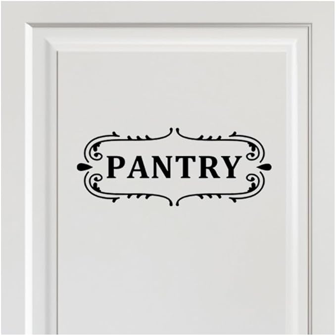 Pantry Room Vinyl Decal, Kitchen Pantry Door Decal, Pantry Door Sign, Farmhouse Kitchen Decor Vinyl Sticker (13.7 x 5.8 inch, Black) by Handmade