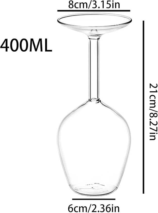 Upside down Wine Glass, Inverted Wine Glass - 400ml Funny Red Wine Glasses, Novelty Upside-Down Stemware for Cocktails, Juice & Parties, Modern Creative Glassware Gift (1PCS) - Image 6
