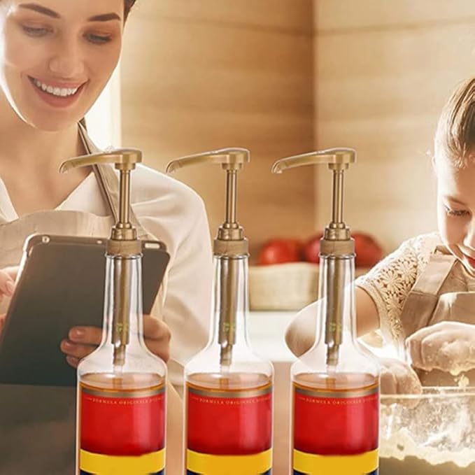 FAVOMOTO 5PCS Coffee Syrup Pump Dispenser, Skinny Syrup Bottles Pump Dispenser with Tip Cover Milk Condiments Tip for Flavoring Creamers Caramel Beverages