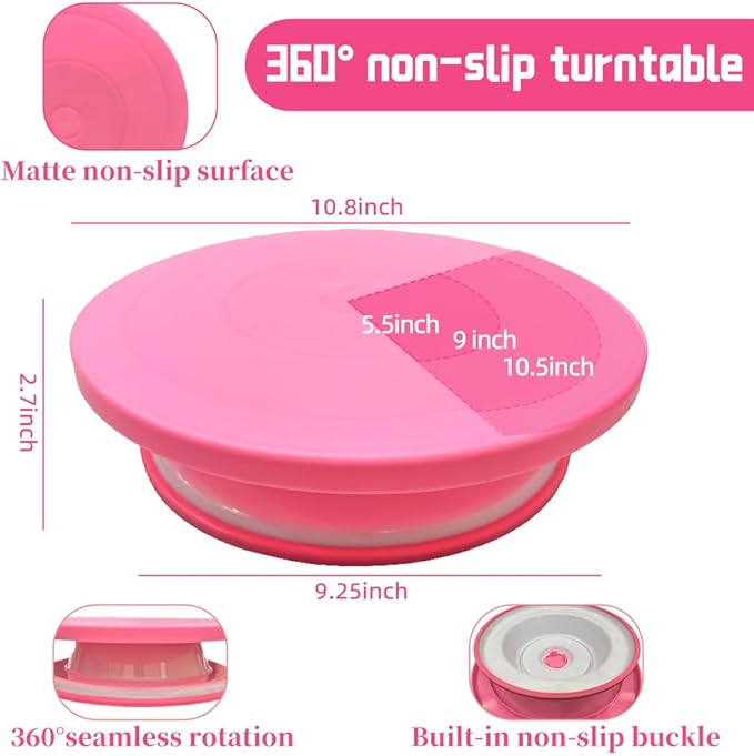 276pcs Cake Decorating Kit with Revolving Cake Turntable,Piping Bags and Tips Set, Cookie cutters,14 Fondant Stamps and Pen,120Cupcake liners,Cake Baking Supplies for Beginners