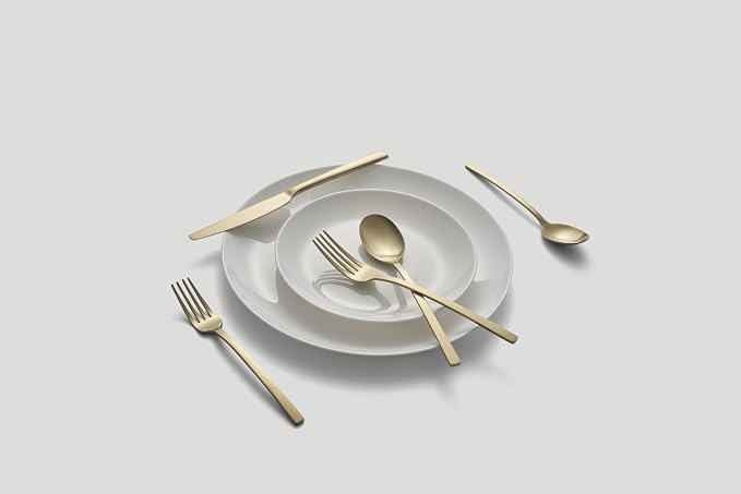 Cambridge Silverware Set, Beacon Gold Satin 45-Piece Flatware Set, Service For 8, 18/0 Stainless Steel, Dishwasher Safe, Flatware Cutlery Sets, Utensils, Knives Spoons And Forks (Gold, 45 Pieces) - Image 6