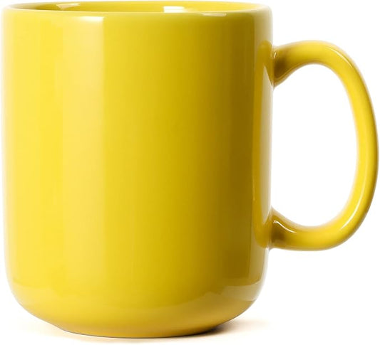 20 OZ Large Coffee Mug, M016 Ceramic Big Tea Cup with Handle for Dad Men, Yellow by Smilatte