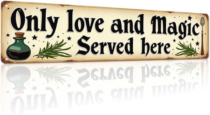 Only Love And Magic Served Here Metal Sign Vintage Rustic Wall Decor For Kitchen, Farmhouse, Living Room, Entryway Decorative Signs & Plaques by Unknown