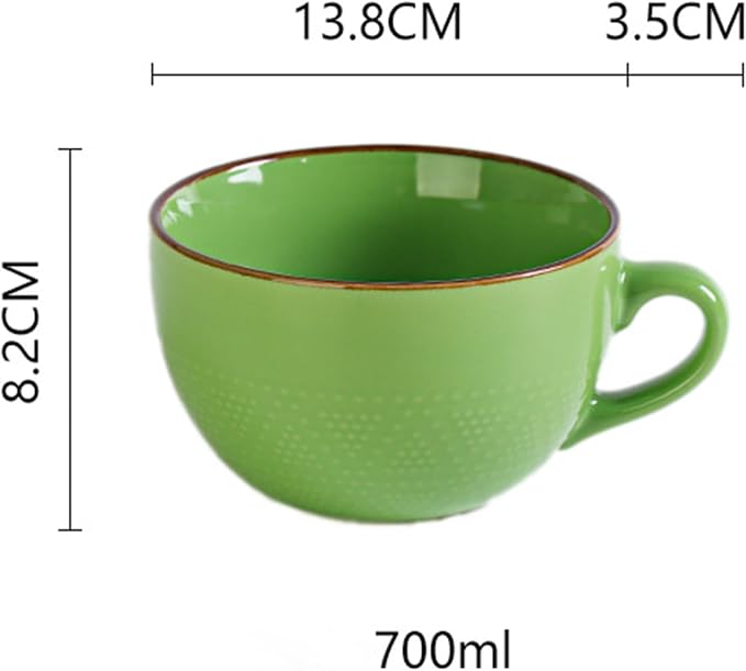 Disoza Large Coffee Cup Ceramic Soup Mug with Handles 24 Ounce Oversized Mugs Bowl Porcelain Coffee Tea Cup Green XXL Cereal Bowls Soups Ramen Salad Bowl Cappuccino Cups Large Soup Bowl - Image 2