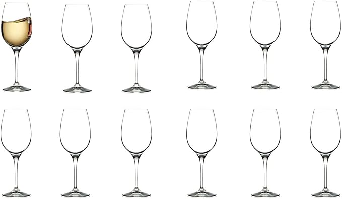 Tiger Chef Heavy Duty, Professional Grade Glasses. Dishwasher safe. Serve Drinks, Liquor, Wine, Alcohol, Beer, Shots, Cocktails, Margarita, Water, Desserts. (Wine 12.75 Oz, 12) by TigerChef
