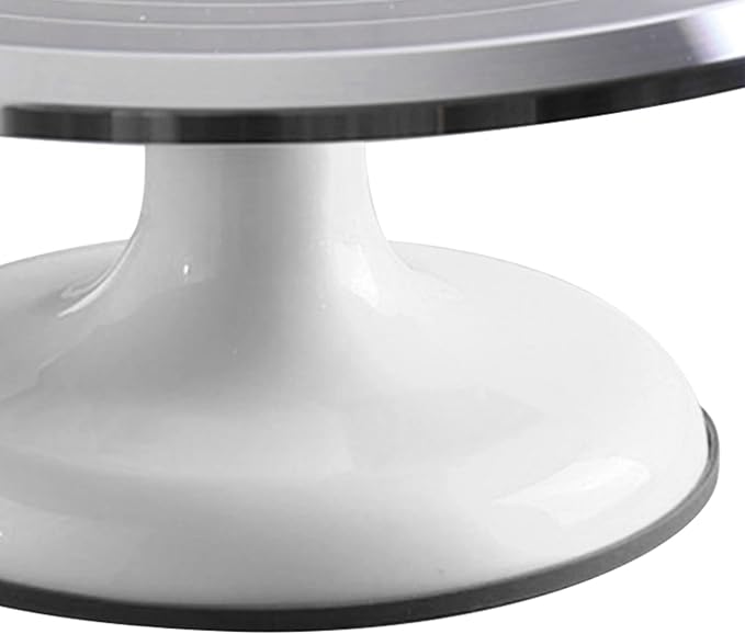 Fdit Cake Decorating Turntable, 10 Inch Silent Bearing Revolving Cake Stand Rounded Edges for Cake Decorating Supplies for Home (White)