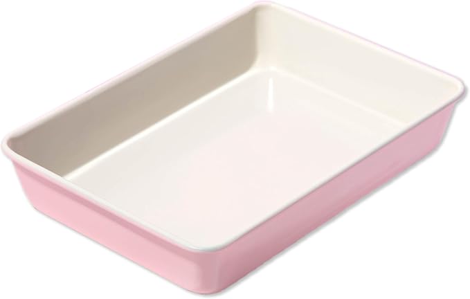 Paris Hilton Nonstick Carbon Steel Bakeware Collection, 13-Inch x 9-Inch Multipurpose Pan, Dishwasher Safe, Made without PFOA and PFAS, Pink Cream Two-Tone by TheWorldofParisHilton