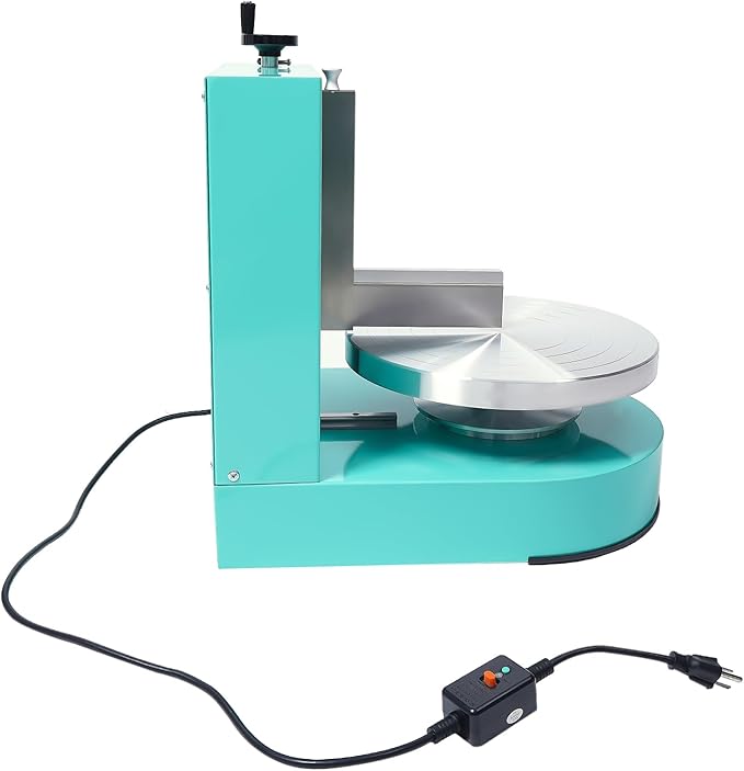 Electric Cake Decorating Machine, 200W 110V 60-320Rpm Automatic Cake Cream Coating Spatula Spreading Machine Cake Icing Machine Cake Surface Scraper W/LCD Display for 4-12 inch Cakes (Green)