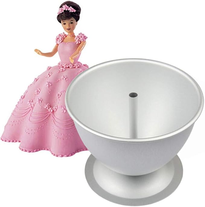 Princess Doll Dress 8 Inch Cake Pan, Made of Food Grade Aluminum, Anodized Surface, Brushed and Matte, Tempting Large Curved Cake (Silver) by Zerodis