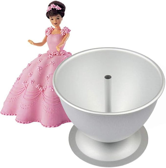 Princess Doll Dress 8 Inch Cake Pan, Made of Food Grade Aluminum, Anodized Surface, Brushed and Matte, Tempting Large Curved Cake (Silver) by Zerodis