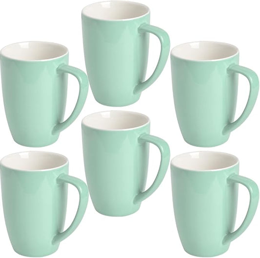 homEdge Porcelain Mug Set, 16 Ounces Cup for Tea, Latte, Mocha, Hot Chocolate, Set of 6, Turquoise by homEdge