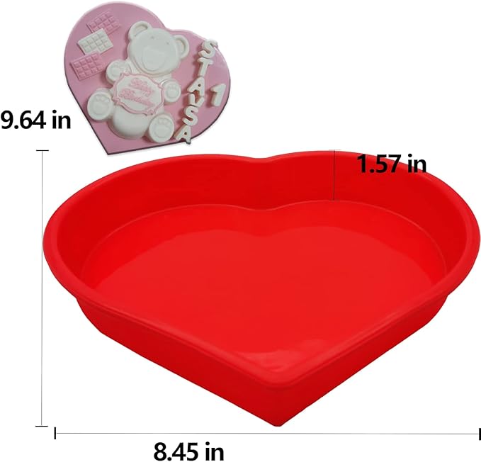 Large Heart Silicone Cake Pan Mold Easy Release Chocolate Mold Cake Trays for Valentine's Day Mousse Cake Baking, French Dessert, Jello, Pastry, Brownie, Ice Cube, Soap