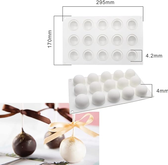 Silicone Mold Baking Pan Non-Stick Baking Pastry Chocolate Cake Dessert DIY Decoration Tools (Ball M_11.8x6.8x0.16 inch)