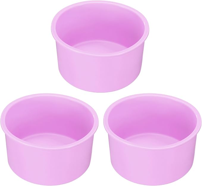 uxcell 3-Piece Round Silicone Cake Molds - 4 Inch Nonstick Quick Release for Layer, Smash and Cheese Cakes - Light Purple by uxcell