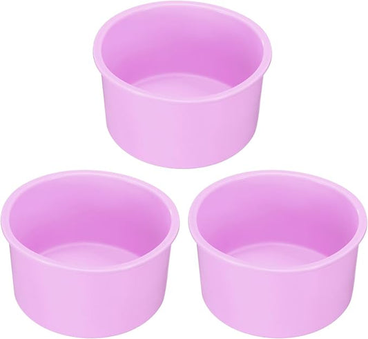 uxcell 3-Piece Round Silicone Cake Molds - 4 Inch Nonstick Quick Release for Layer, Smash and Cheese Cakes - Light Purple by uxcell