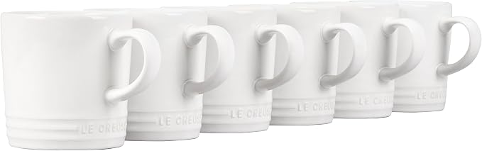 Le Creuset Stoneware Set of 6 London Mugs, 12 oz. Each, White by Unknown