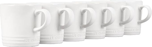 Le Creuset Stoneware Set of 6 London Mugs, 12 oz. Each, White by Unknown