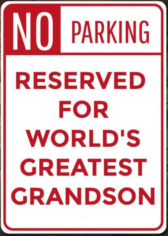 Grandson Gift, Grandson Parking Sign, Grandson Sign, Grandchild Gift, Grandkid Sign, Grandkid Gift for Grandson, Quality Aluminum Parking 8x12 Inches,Fun Kitchen Decor, Funny Bar Signs, Vintage Kitchen Signs by ANWND