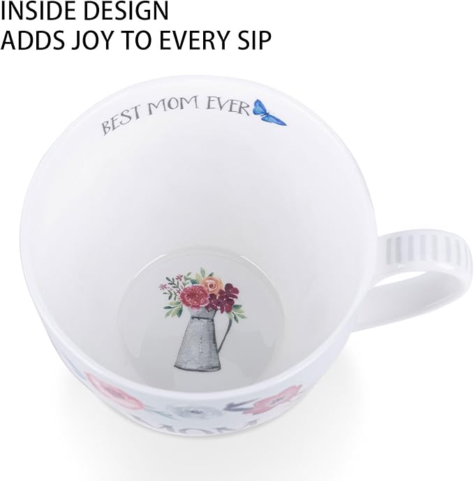 Best Mom Ever Coffee Mug - 20 oz Large Bone China Mug with Floral Design, Thoughtful Mothers Day Gifts for Mom Women, Designed in England by Harvest Green Studio - Image 6