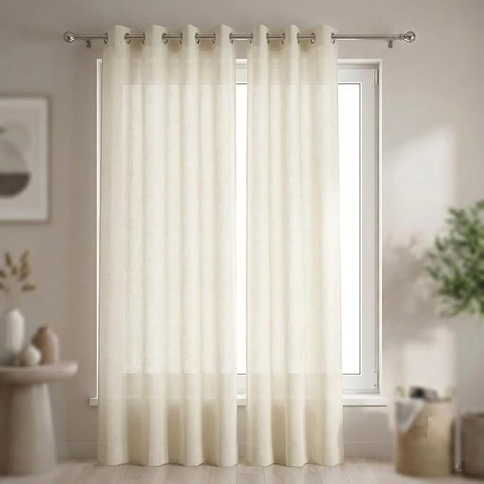 Urban Villa Cotton Grommet Curtains 52x84 (2 Panels) Ivory - Image 7