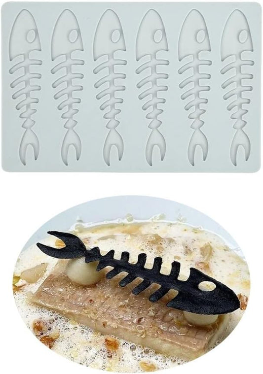 Lobster Shape Lace Silicone Mold Chocolate Candy 3D Hollow Fishbone Candy Mold Food Cooking Meals Decorations Fondant Mold Polymer Clay Molds (B_6.4x4.36x0.12inch)