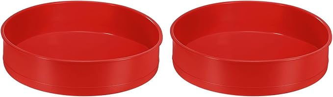 UXCELL 2-Piece Round Cake Pans, 9.8-Inch Silicone Molds for Baking, Nonstick & Quick Release Circle Pans for Layer, Smash & Cheese Cakes - Dark Red by uxcell