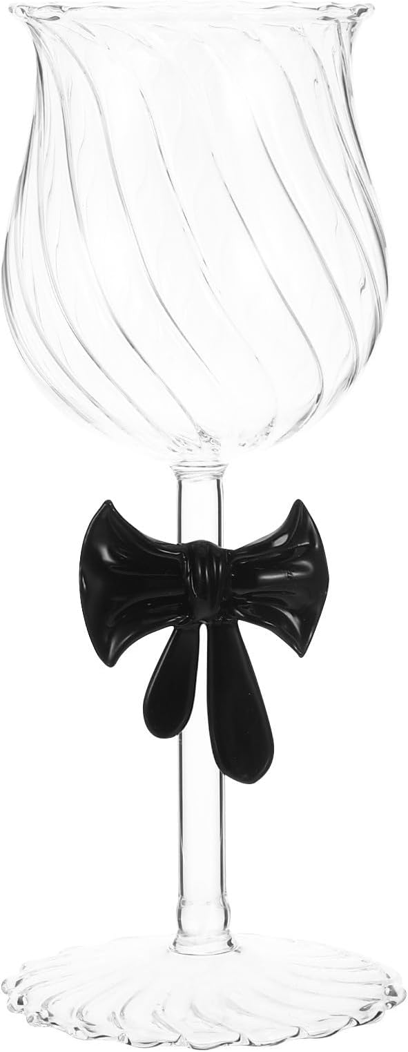 Toyvian Ml Elegant Glass Bow Wine Glasses and Decorative Vintage Stemware to Enhance Celebration Glassware Collection and Preserve Wine Preserve Wine for Valentine's Day Dinner and by Toyvian