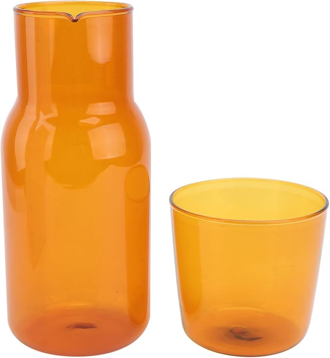 KICHOUSE Amber High Borosilicate Glass Cup and Water Kettle Set Water Bottle and Drinking Tools for Home Office Thanksgiving Parties Picnics Transparent Colored Glassware for Cold Beverages by kichouse