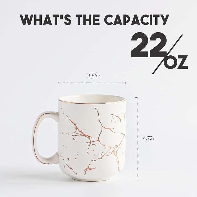 harebe 22 OZ Ceramic Extra Large White Coffee Mug with Handle,Oversized Hot Tall Latte Mugs,Dishwasher Safe Big Capacity Giant Mug for Men Women - Image 2