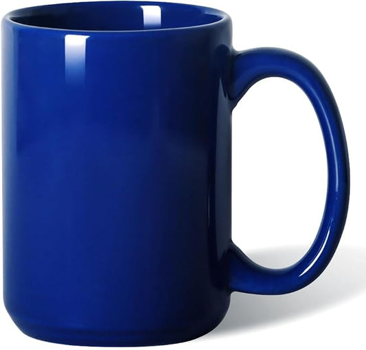 16 OZ Coffee Mug, Classic Blank Ceramic Cup with Large Handle for Tea Latte Cappuccino, Blue by Smilatte