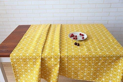 meioro Yellow Boho Table Cloth Rectangle Cotton Linen Nordic Twill Tablecloths Wrinkle Free Fabric Checkerboard Stripe Table Cloths Rustic Cover for Kitchen Dining Party Outdoor Picnic(39 x 63 Inch) - Image 3