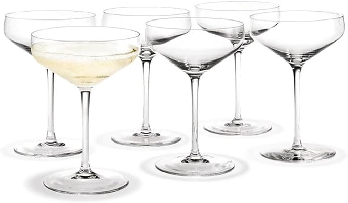 Holmegaard Perfection Cocktail Glass, Clear, 6.5" H x 4.8" D, 12.8 oz, Set of 6, Designed by Tom Nybroe, Gift Box Included by Holmegaard