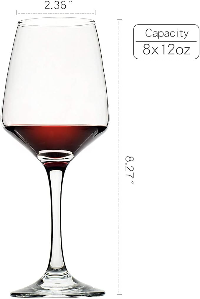 C CREST Wine Glasses Set of 8, 12oz, Lead-free, Clear, Durable Glassware - Image 2