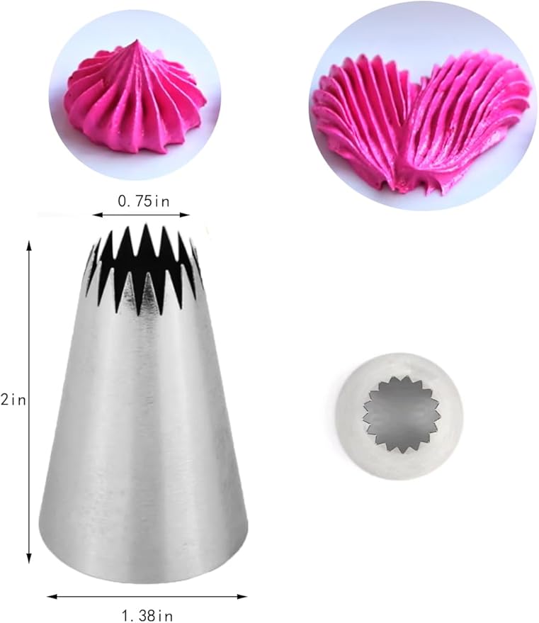 Extra Large Open Star Piping Tip for Swirls, Rosettes, Stars, Cake, Cupcake, and Pastry Decorating, 3 Pcs