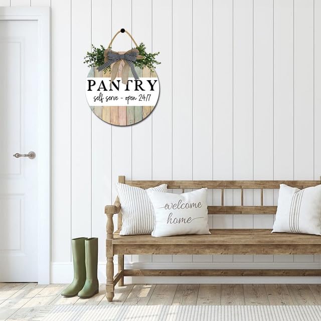 Pantry Sign Home Decor Round Wood Sign Plaque 12 Inches Kitchen Hanging Wall Art Rustic Wood Hanging Wall Decor - Vintage Farmhouse Sign for Kitchen or Dining Room - Image 5