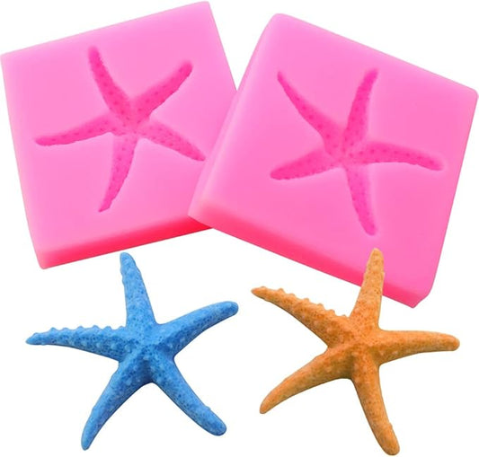 2 Pieces 3D Starfish Silicone Mold DIY Silicone Mold Fondant Pudding Jelly Candy Chocolate Dessert Cake Decoration Baking Tool Handmade Soap Maker
