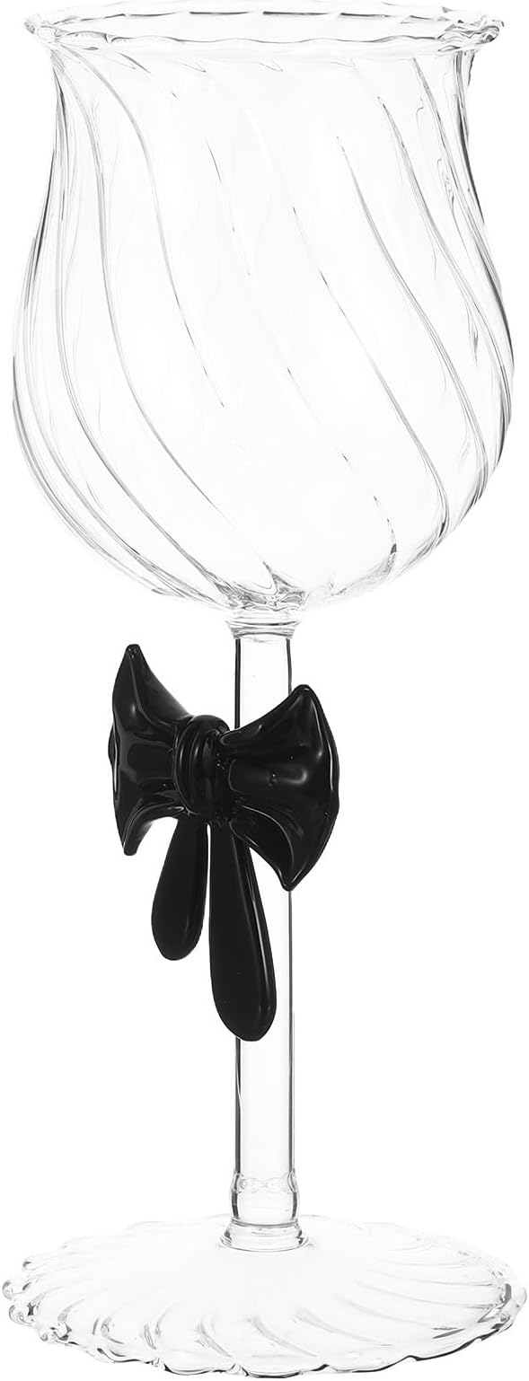 Ciieeo Elegant 300ml Glass Wine Glasses with Bow Accent, Vintage Classic Goblet for Weddings and Valentine's Day, Decorative Stemmed Glassware to Preserve Wine Temperature and Enhance by Ciieeo