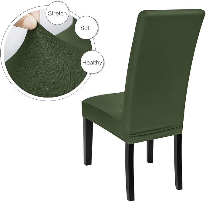 Fuloon 6 Pack Super Fit Stretch Removable Washable Short Dining Chair Protector Cover Seat Slipcover for Hotel, Dining Room, Ceremony, Banquet Wedding Party | Solid Dark Green, Set of 6, Super Fit, Stretch, Removable, Washable, Suits for Hotel, Dining ... - Image 5
