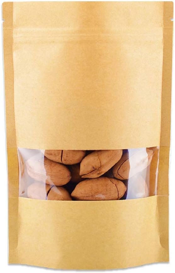Kraft Heat Sealable Stand Up food Pouches Paper Mylar Bags With Window And Zipper,Heavy Duty Decorative Resealable Recycled For DIY Homemade Chips Favor Candy Cookies Christmas (50pcs 7x10+4inch) - Image 8