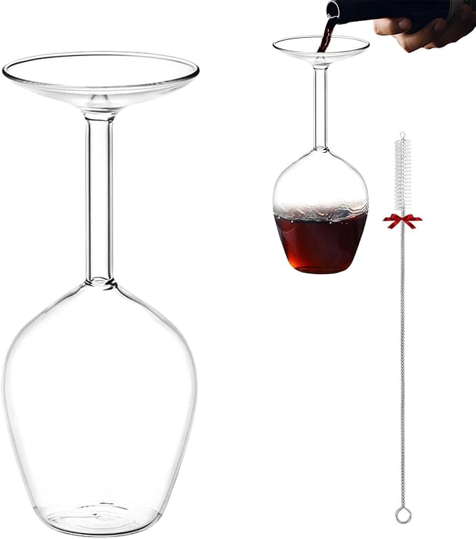 Upside down Wine Glass, Inverted Wine Glass - 400ml Funny Red Wine Glasses, Novelty Upside-Down Stemware for Cocktails, Juice & Parties, Modern Creative Glassware Gift (1PCS) by Unknown