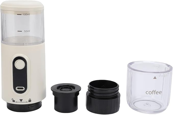 GOTOTOP Portable Coffee Machine, ABS Travel Coffee Maker with 2500mAh Rechargeable Battery, Capsule and Ground Compatible, 100ml for Camping Hiking Car Office (White) - Image 4